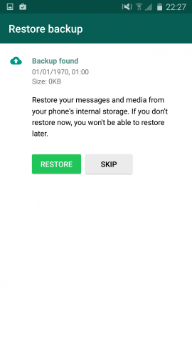Whatsapp - Restore from local backup