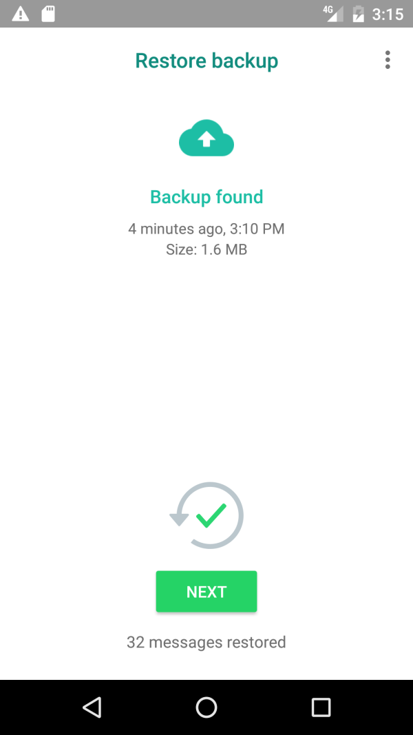 WhatsApp restore from local backup