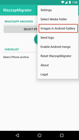 wazzapmigrator select images in android gallery