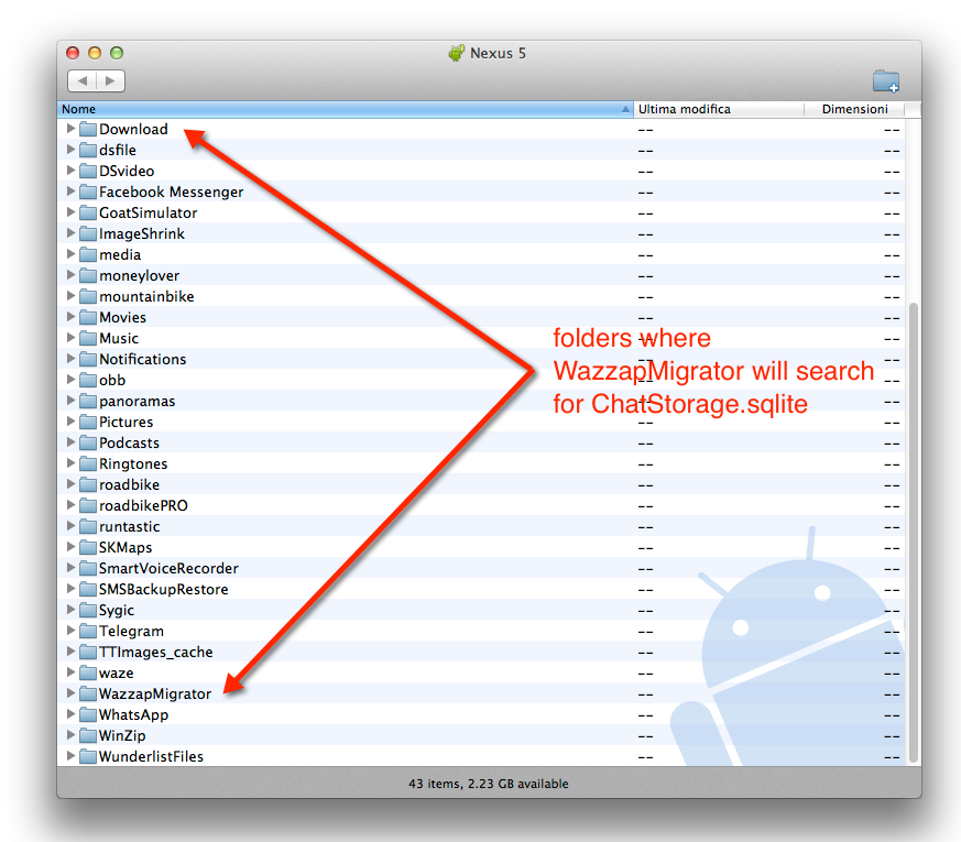 Folders where WazzapMigrator will search for ChatStorage.sqlite